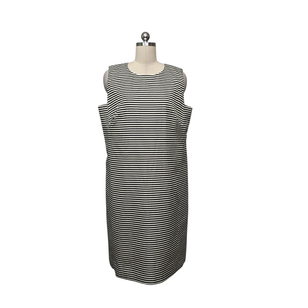 Lafayette 148 New York Striped Sleeveless Shift Dress Black Multi Size 14 NWT
